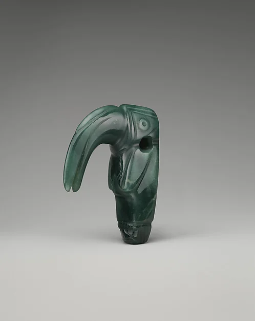 Finished jadeite bird pendant with modeled contour